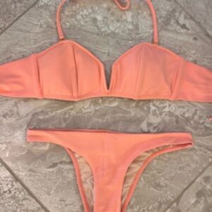 PQ Chrissy Bandeau Top and Teeny Ruched Bottom bikini set, size Small